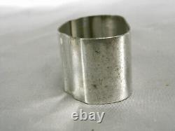 Ancienne Paire Rond De Serviette Argent Massif Minerve Monogramme Art Deco