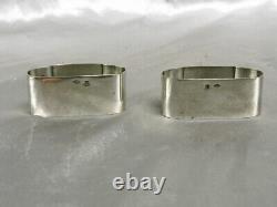 Ancienne Paire Rond De Serviette Argent Massif Minerve Monogramme Art Deco