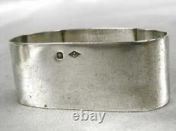 Ancienne Paire Rond De Serviette Argent Massif Minerve Monogramme Art Deco