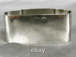Ancienne Paire Rond De Serviette Argent Massif Minerve Monogramme Art Deco