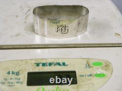 Ancienne Paire Rond De Serviette Argent Massif Minerve Monogramme Art Deco