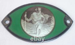 Ancienne Petite Plaque Automobile St Christophe Argent Massif Émaillé