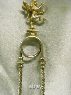 Ancienne Pince A Sucre Argent Massif Cygne Annimal Lion Felin Griffe Tete Aigle