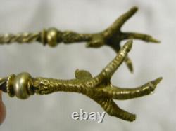 Ancienne Pince A Sucre Argent Massif Cygne Annimal Lion Felin Griffe Tete Aigle