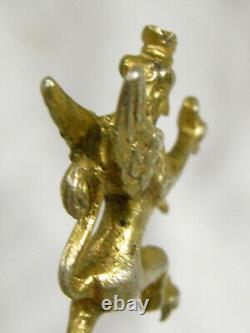 Ancienne Pince A Sucre Argent Massif Cygne Annimal Lion Felin Griffe Tete Aigle