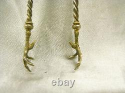 Ancienne Pince A Sucre Argent Massif Cygne Patte Oiseau Griffe Angelot