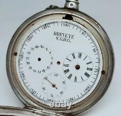 Ancienne Rare Montre Gousset Complications 1890 À Réviser S. G. D. G Old Watch