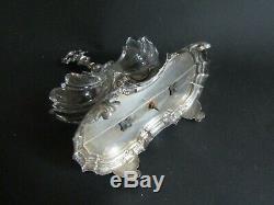 Ancienne Saliere Double En Argent Massif Salerons Cristal Baccarat