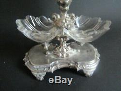 Ancienne Saliere Double En Argent Massif Salerons Cristal Baccarat