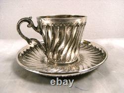 Ancienne Soucoupe Tasse A Chocolat Cafe Argent Massif Minerve Silver Cup