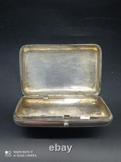 Ancienne Tabatière, Boite à cigarette Argent Massif Niellé Russe 1892, poinçonnée
