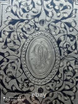 Ancienne Tabatière, Boite à cigarette Argent Massif Niellé Russe 1892, poinçonnée