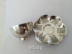Ancienne Tasse Argent Massif Chine Chinese Export Sterling Silver Tea Saké Cup