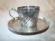 Ancienne Tasse Et Soucoupe Monogramée Argent Massif Poinçon Minerve Poids 130 Gr