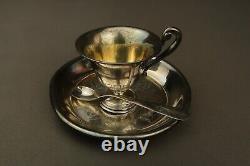 Ancienne Tasse et Soucoupe de Dinette en Argent Massif