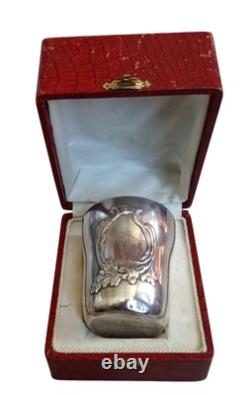Ancienne Timballe Gobelet Baptême Monogrammes CJ Argent Massif Boulenger