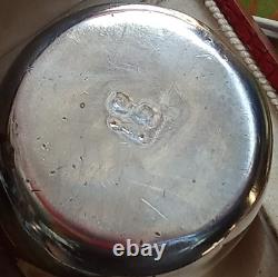 Ancienne Timballe Gobelet Baptême Monogrammes CJ Argent Massif Boulenger