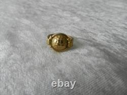 Ancienne bague Art Déco chevalière argent massif et or / Vermeil T 52