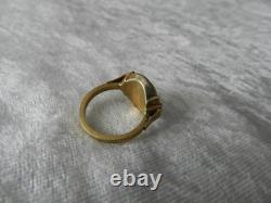 Ancienne bague Art Déco chevalière argent massif et or / Vermeil T 52