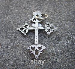 Ancienne belle croix grille savoyarde pendentif en argent massif Savoie Chambéry
