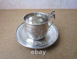 Ancienne belle tasse en argent massif poinçons Minerve tête d'animal fantastique