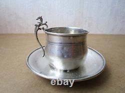 Ancienne belle tasse en argent massif poinçons Minerve tête d'animal fantastique