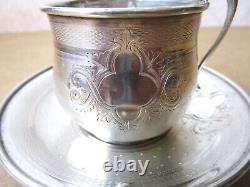 Ancienne belle tasse en argent massif poinçons Minerve tête d'animal fantastique