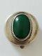 Ancienne Boîte à Pilules En Argent Massif Et Cabochon D'agate Verte à Identif