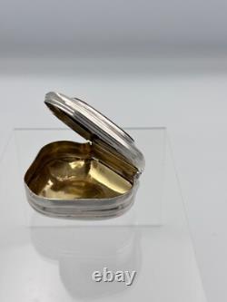Ancienne boite à priser tabatière argent massif 18 ème couvercle Pierre agate