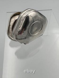 Ancienne boite à priser tabatière argent massif 18 ème couvercle Pierre agate