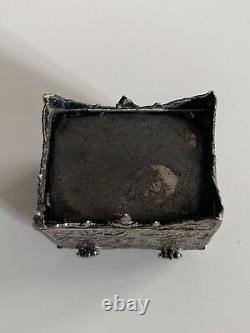 Ancienne boite argent massif berbere niellé silver box niello islamist persian