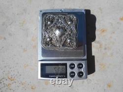 Ancienne boîte argent massif poinçon Lion anglais antique silver box décor coeur