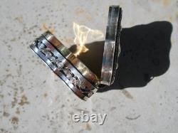 Ancienne boîte argent massif poinçon Lion anglais antique silver box décor coeur