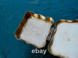 Ancienne boîte argent massif poinçon Lion anglais antique silver box décor coeur