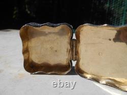 Ancienne boîte argent massif poinçon Lion anglais antique silver box décor coeur