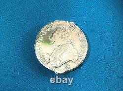 Ancienne boite ronde en argent massif écu de 1780 Piece de monnaie Louis XVI