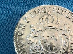 Ancienne boite ronde en argent massif écu de 1780 Piece de monnaie Louis XVI