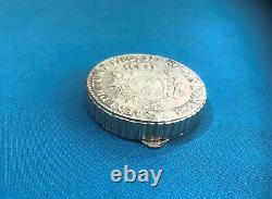 Ancienne boite ronde en argent massif écu de 1780 Piece de monnaie Louis XVI