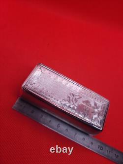 Ancienne boite tabatiere art nouveau argent massif tête de sanglier