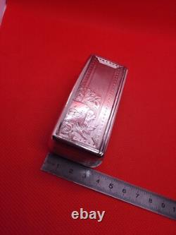 Ancienne boite tabatiere art nouveau argent massif tête de sanglier