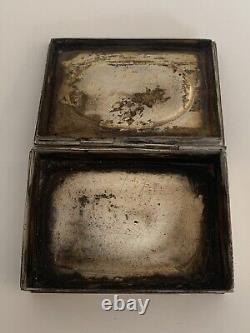 Ancienne boite tabatiere en argent massif orfevre Henin et Cie silver
