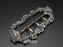 Ancienne boucle de ceinture en argent massif XIXeme Rocaille