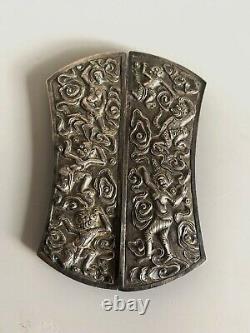 Ancienne boucle en argent massif Burmese silver chinese indian buckle belt