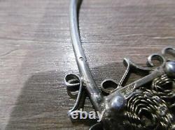 Ancienne boucles d'oreilles en argent massif ethnique filigrane berbere Kabyle