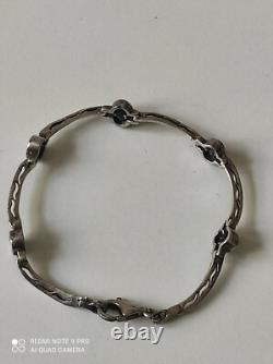 Ancienne bracelet femme en argent massif et onyx