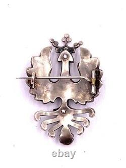Ancienne broche argent & grenat Alérion Lorrain Bijou régional Silver brooch