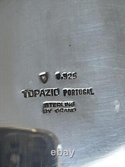 Ancienne carafe en cristal monture argent massif 925 Topazio Portugal sterling