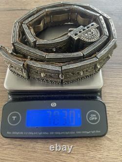 Ancienne ceinture en argent massif Russe orientale 783 gr époque fin XIX siècle