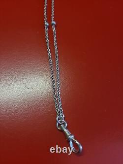 Ancienne chaine sautoir de montre gousset en argent massif 115cm