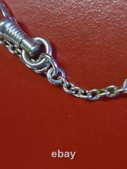Ancienne chaine sautoir de montre gousset en argent massif 115cm